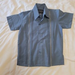 Kids Blue fine Guayabera from Yucatan size 6